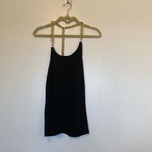 ASOS gold chain black viscose stunning sleeveless tank top shirt 0